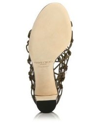 Jimmy Choo Tickle Leather Elaphe Netted Cage Sandals