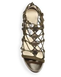 Jimmy Choo Tickle Leather Elaphe Netted Cage Sandals