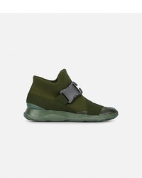 Olive Leather High Top Sneakers
