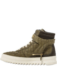 D-S!de Croc Embossed Leather High Top Sneakers