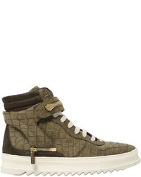 D-S!de Croc Embossed Leather High Top Sneakers