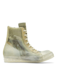 Rick Owens Green And Transparent High Top Sneakers