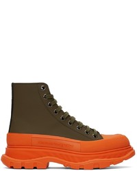 Alexander McQueen Green Orange Tread Slick High Sneakers