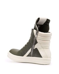 Rick Owens Two Tone Lace Up Sneakers