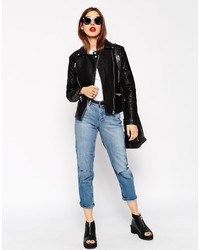 Asos Collection Textured Biker Jacket With Quilt Detail