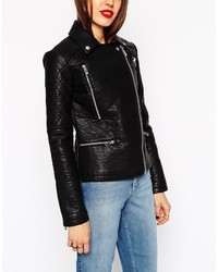 Asos Collection Textured Biker Jacket With Quilt Detail