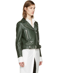 Acne Studios Green Leather Mock Jacket