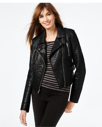 macy's women's black leather jacket