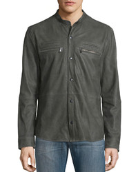 John Varvatos Star Usa Goat Leather Shirt Jacket Shade Green