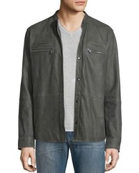 John Varvatos Star Usa Goat Leather Shirt Jacket Shade Green