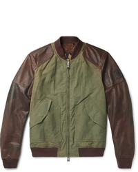 Belstaff Stradbrooke Leather And Washed Cotton Canvas Jacket