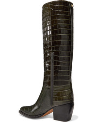 Chloé Vinny Croc Effect Leather Knee Boots
