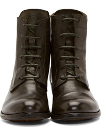 Officine Creative Green Leather Ignis Ankle Boots