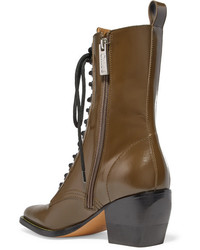 Chloé Rylee Glossed Leather Ankle Boots