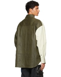 Feng Chen Wang Green Beige Deconstructed Croc Shirt