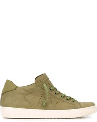 Olive Leather Low Top Sneakers