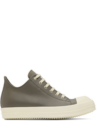Rick Owens Gray Leather Low Top Sneakers