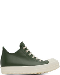 Rick Owens Green Leather Sneakers