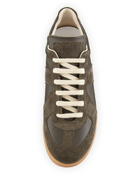 Maison Margiela Replica Leather Suede Low Top Sneakers Green