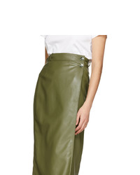 Aeron Green Faux Leather Lucilla Wrap Skirt