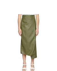 Aeron Green Faux Leather Lucilla Wrap Skirt