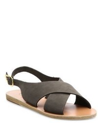 Ancient Greek Sandals Maria Crossover Nubuck Leather Sandals