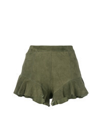 Olive Leather Shorts