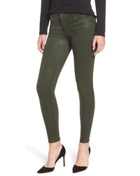 Olive Leather Skinny Jeans