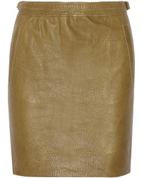 Olive Leather Skirt