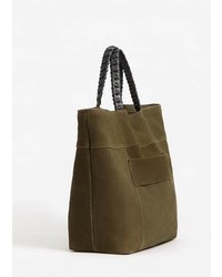 Mango Leather Shopper Bag