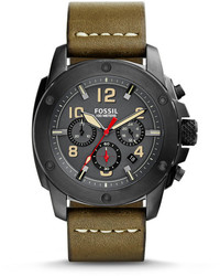 Fossil Modern Machine Chronograph Olive Leather Watch