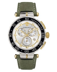 Versace Greca Detailed Leather Watch