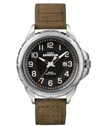 Timex Watch Expedition Olive Green Leather Strap 43mm T49945um