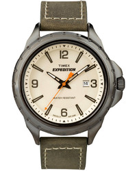 Timex Watch Expedition Olive Green Leather Strap 43mm T49909um