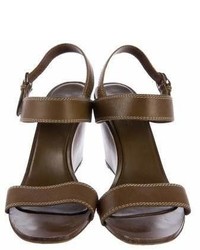 Sergio Rossi Leather Wedge Sandals
