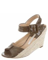 Diane von Furstenberg Patent Leather Wedge Sandals