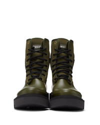 Givenchy Khaki Neoprene And Rubber Combat Boots