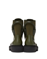 Givenchy Khaki Neoprene And Rubber Combat Boots