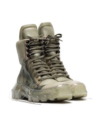 Rick Owens Neutral Stivale Lace Up Leather Boots