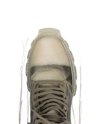 Rick Owens Neutral Stivale Lace Up Leather Boots