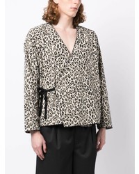 Clot Leopard Print V Neck Shirt