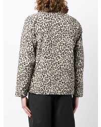 Clot Leopard Print V Neck Shirt