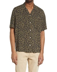 AllSaints Hyo Leopard Print Short Sleeve Button Up Shirt In Brown At Nordstrom