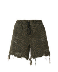 Olive Leopard Shorts
