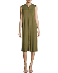 Eileen Fisher Sleeveless Button Front Jersey Dress Plus Size