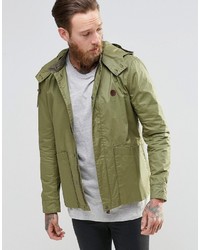 Pretty Green Lightweight Jacket With Hood In Khaki