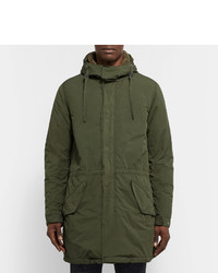 Aspesi Faux Shearling Lined Brushed Shell Hooded Parka