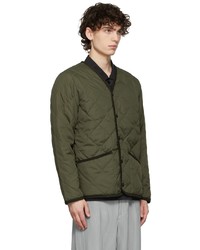 TAION Khaki Quilted Down Piping Cardigan