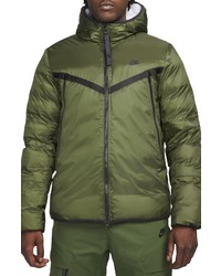 Nike Therma Fit Water Repellent Hooded Jacket In Rough Greenblack At Nordstrom