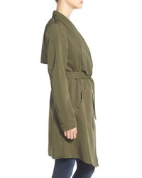 Kensie Belted Drape Front Trench Coat